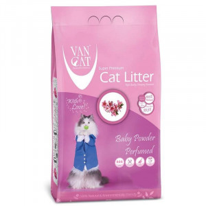 VAN CAT COMPACT BABY POWDER cementējošās smiltis kaķu tualetēm 10kg